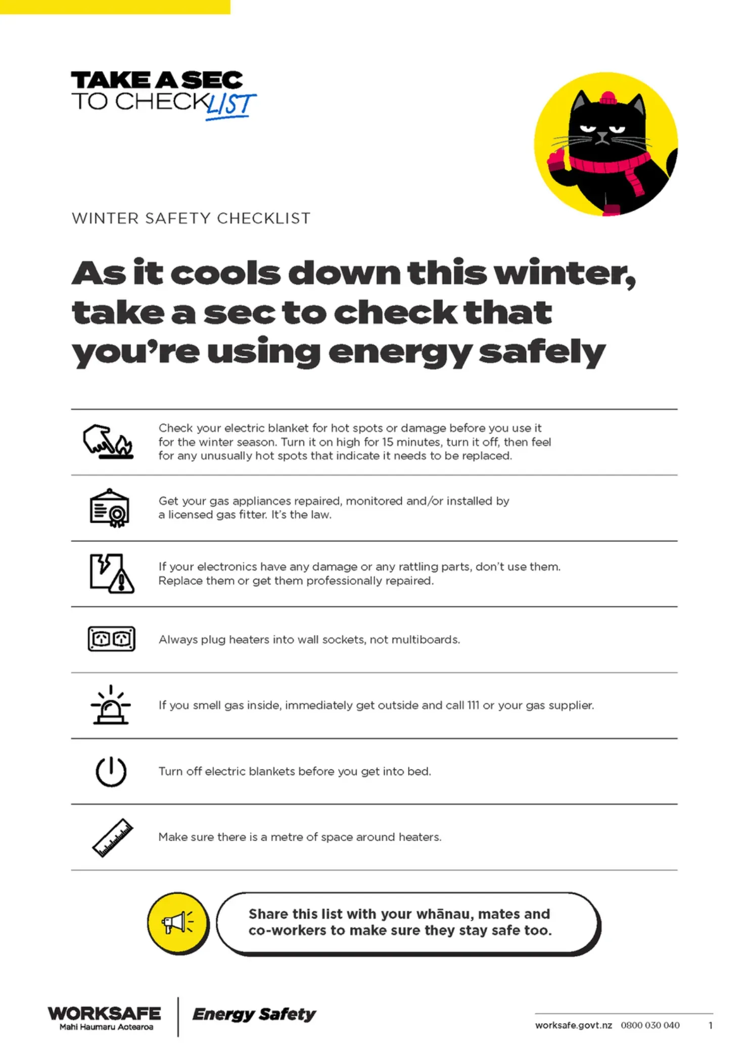 Winter Safety Checklist. WorkSafe.